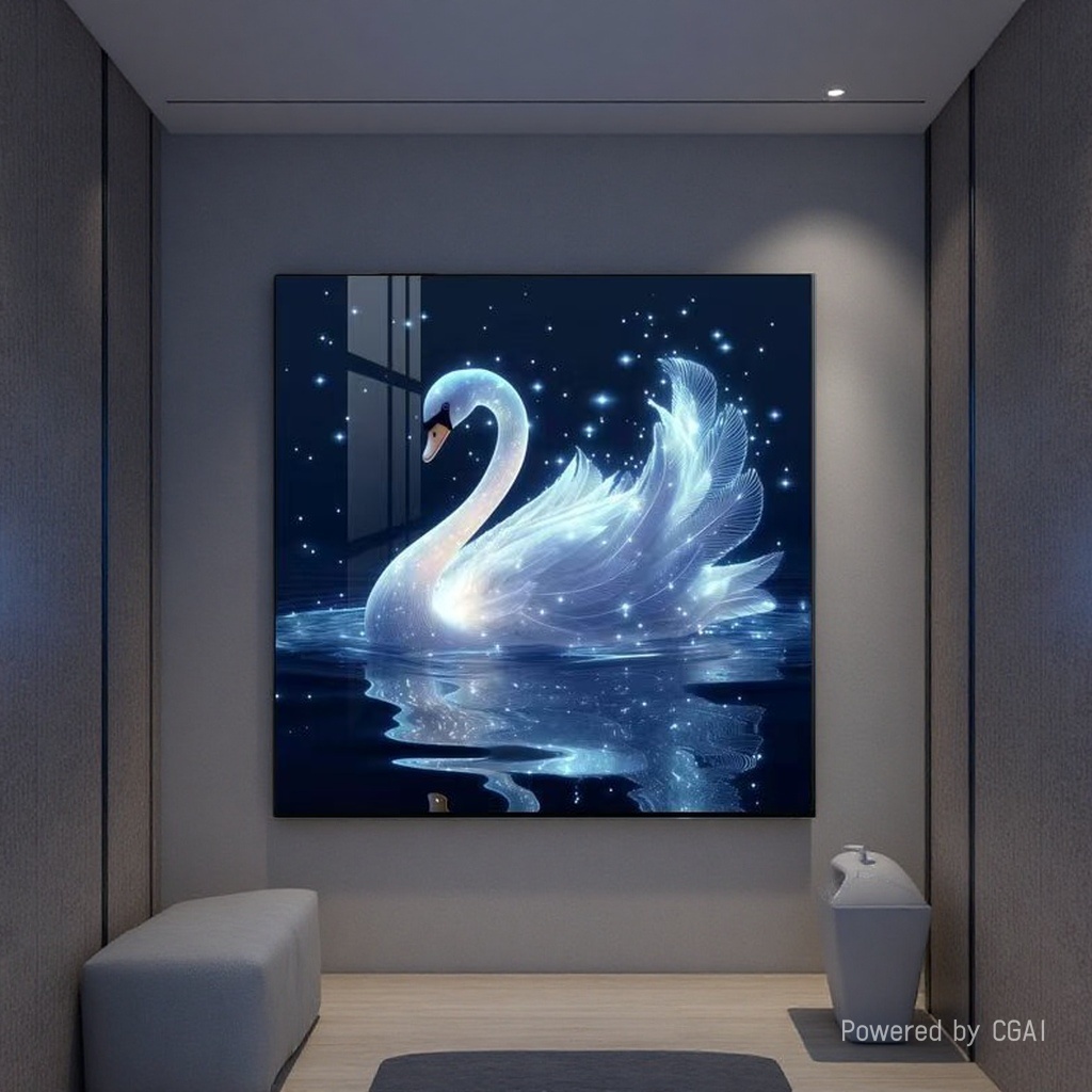 Modern art swan decorative painting, mural hanging painting, diamond sofa background decorative painting, electricity meter box decorative painting Specification image