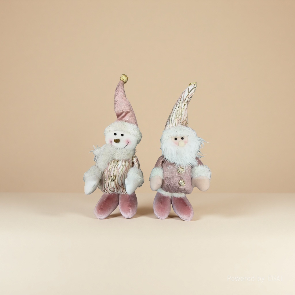 Christmas snowman, Santa Claus, pink doll decoration, souvenir, Christmas scene arrangement