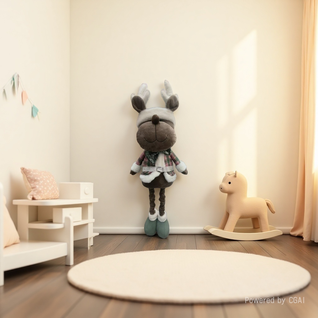 Christmas reindeer dolls with extendable standing postures are used to decorate Christmas scenes
