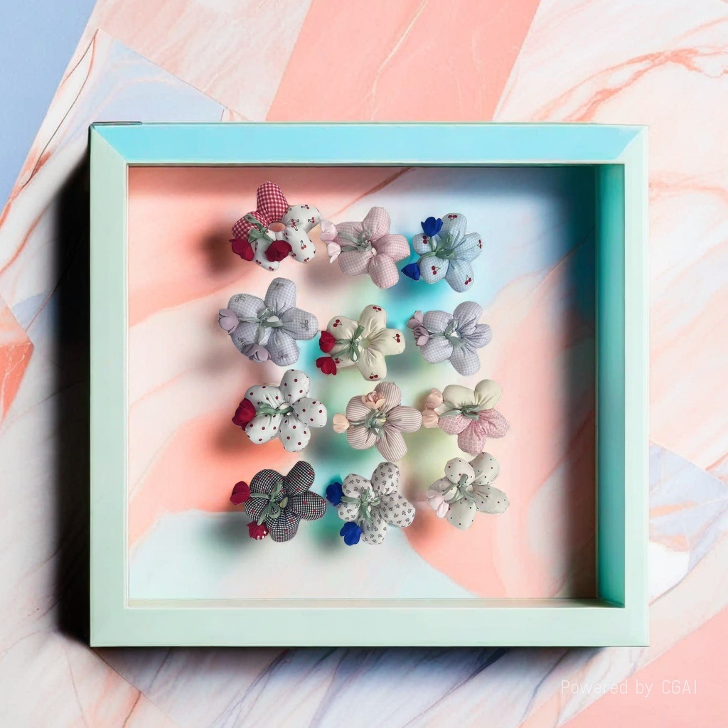 Handmade children's flower fabric flower large intestine hair band, square scarf and hair accessory main accessories are fashionable and versatile