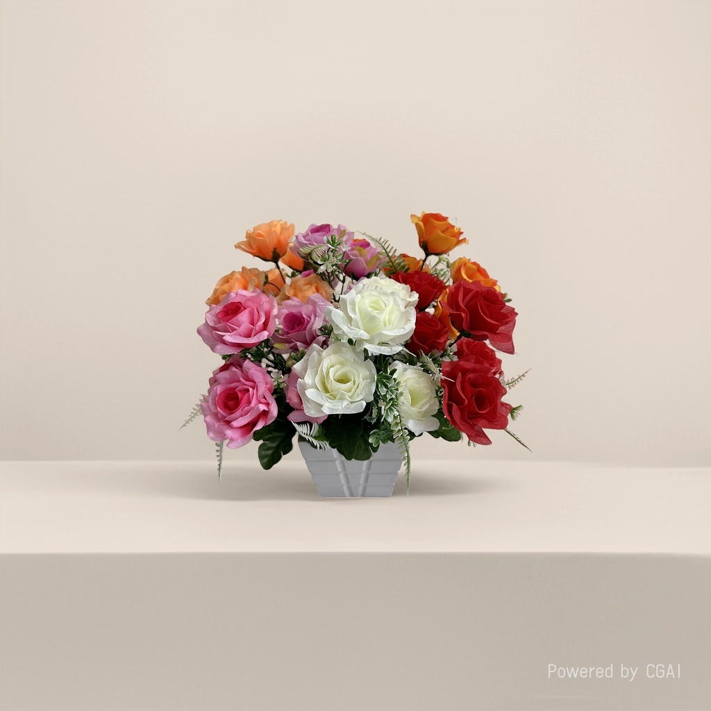 The simulated colorful rose bouquet with petal petals is a fresh flower to replace the "Flowers" simulated rose Specification image