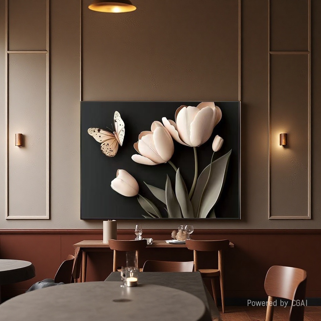 Modern and simple floral floor-standing paintings with texture, entrance wall hangings, living room decorative paintings, artistic tulip sofas, background walls Specification image
