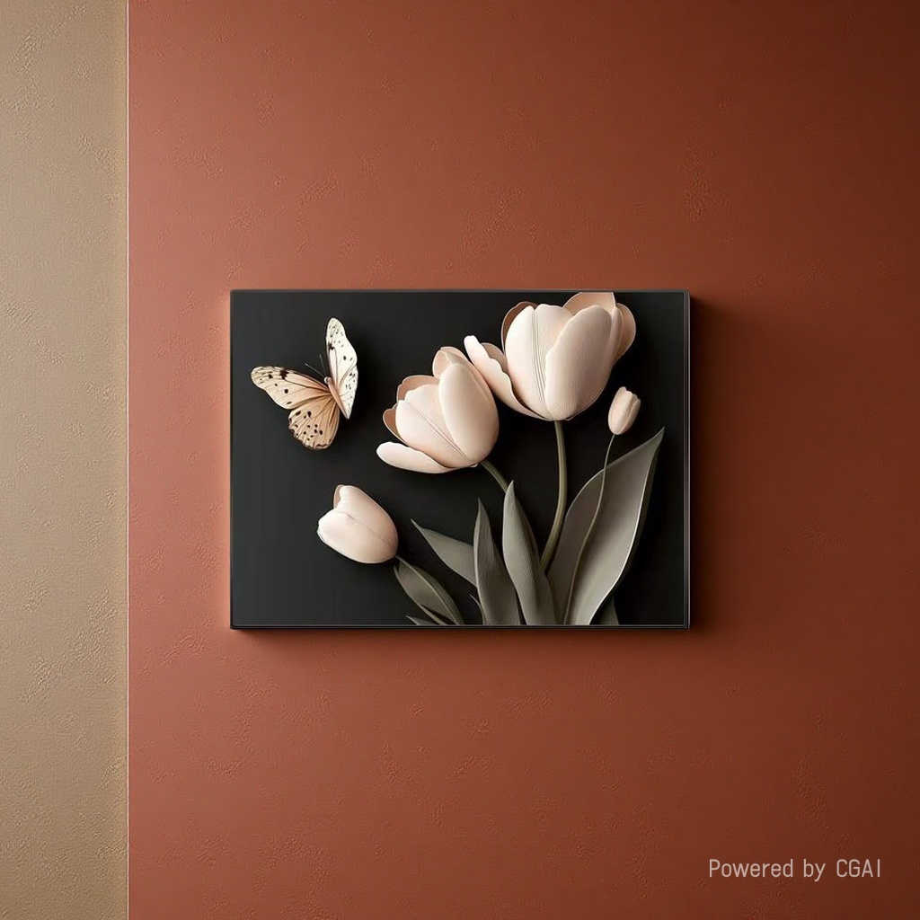 Modern and simple floral floor-standing paintings with texture, entrance wall hangings, living room decorative paintings, artistic tulip sofas, background walls details Picture