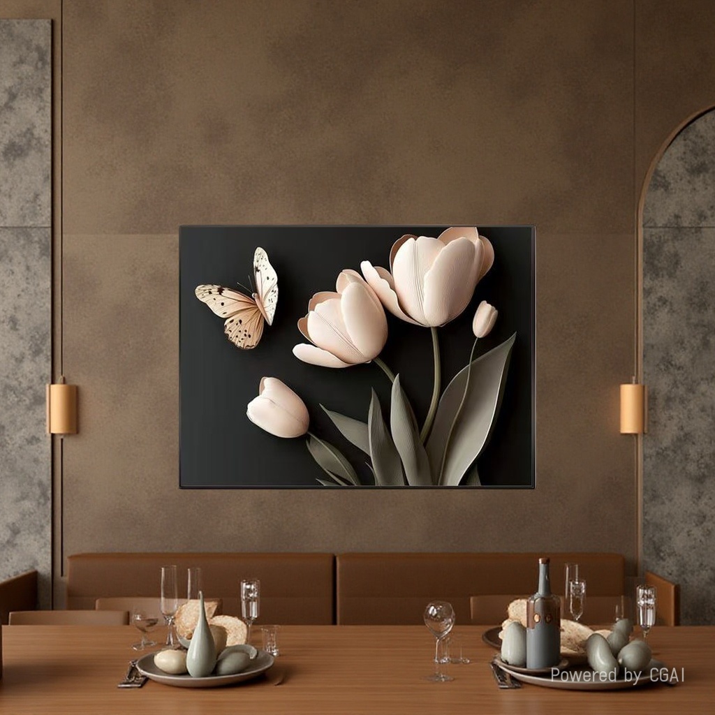 Modern and simple floral floor-standing paintings with texture, entrance wall hangings, living room decorative paintings, artistic tulip sofas, background walls Application Scenario