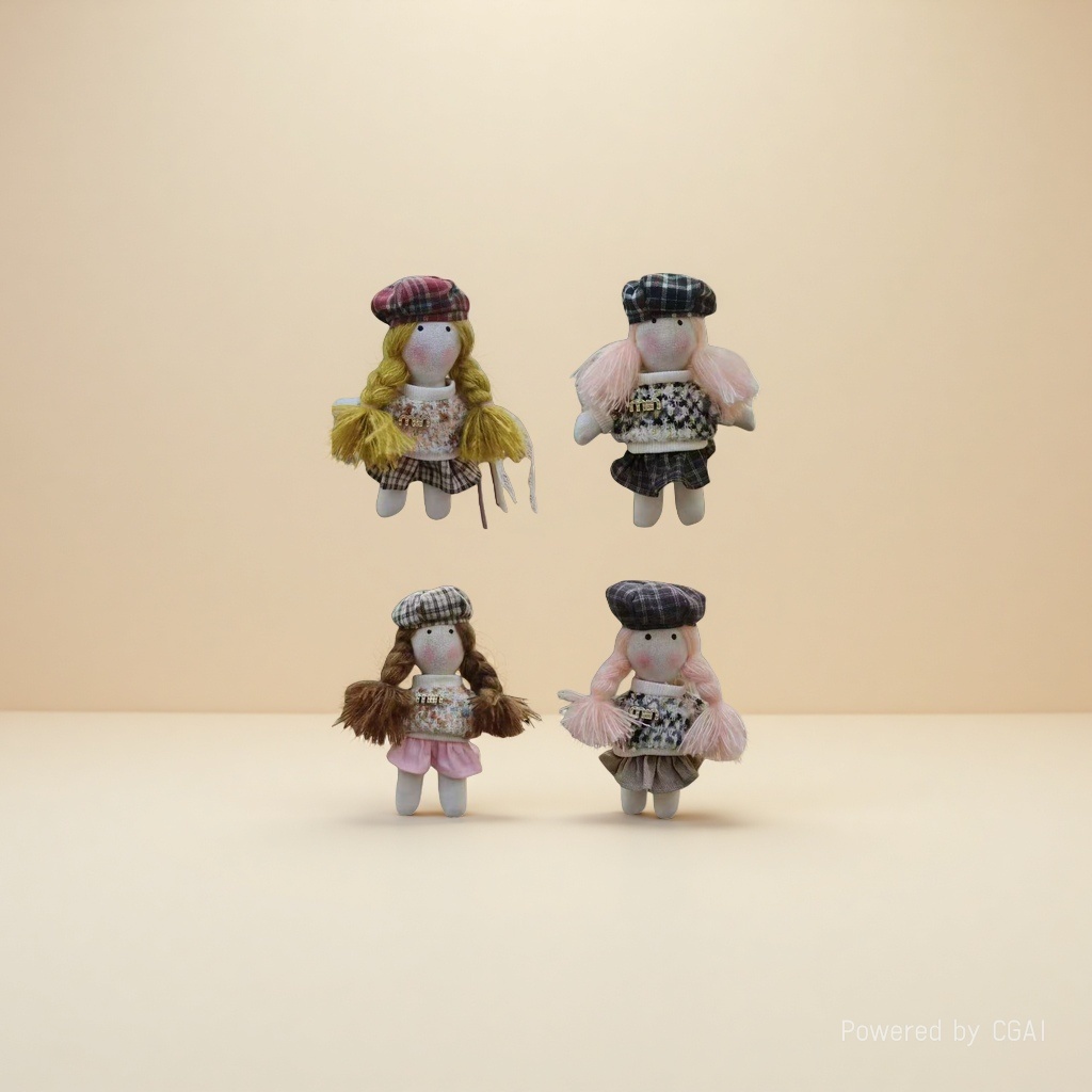 可爱卡通公仔碎花裙娃娃挂件女孩辫子包包挂饰布艺玩偶钥匙扣装饰