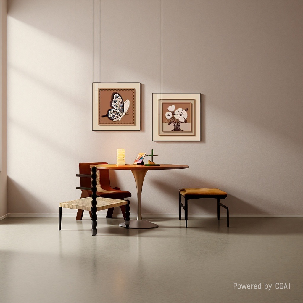 The French-style ancient-style entrance hall decorative painting, with a sense of ancient elegance, features a corridor hanging painting of butterflies and a mural directly opposite the entrance Application Scenario