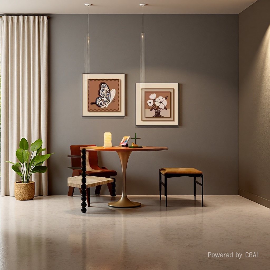 The French-style ancient-style entrance hall decorative painting, with a sense of ancient elegance, features a corridor hanging painting of butterflies and a mural directly opposite the entrance Specification image