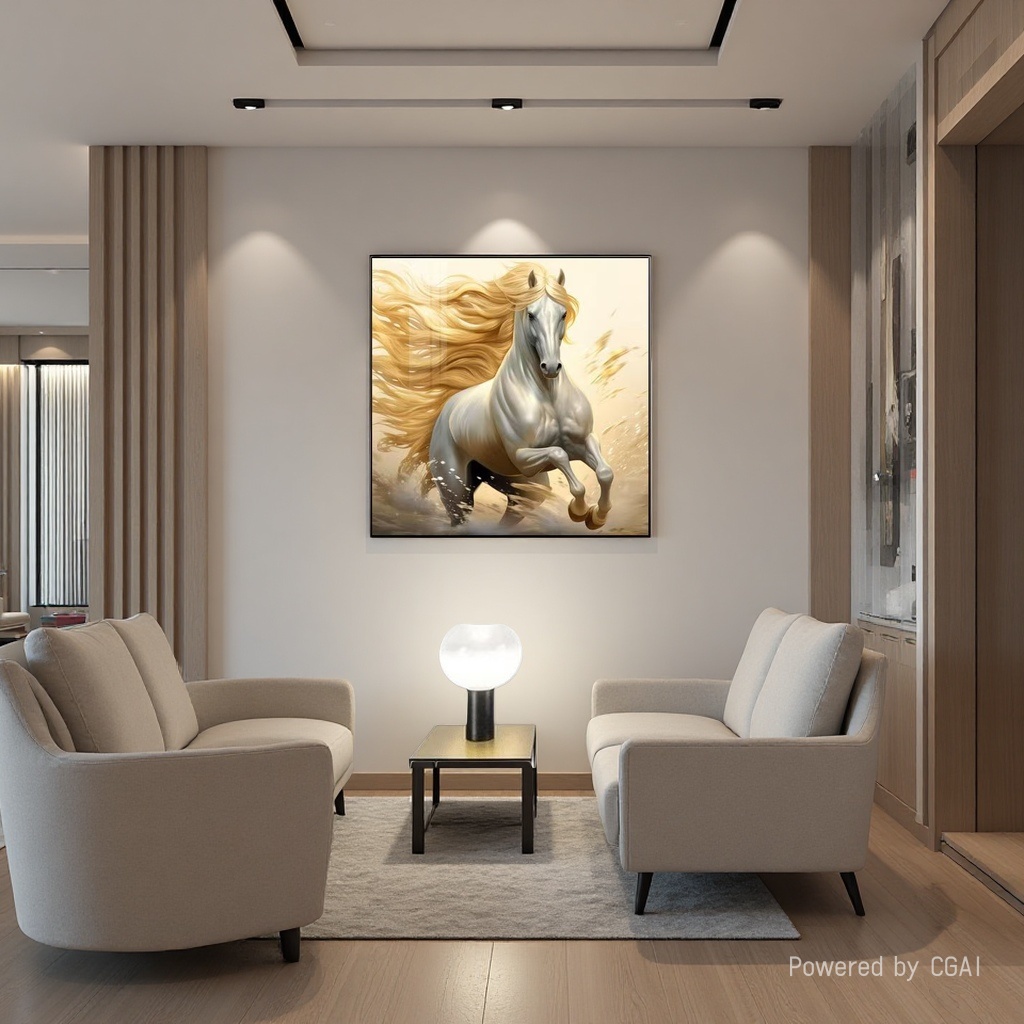 From the living room sofa background wall of the blood-sweating horse to the large-sized hanging paintings in the office and study of the successful boss Application Scenario