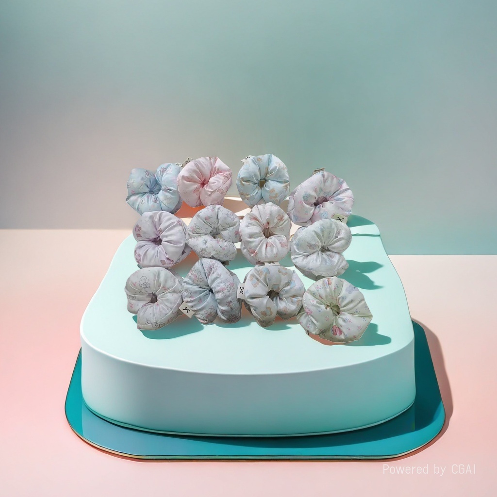 Spring and summer sweet and versatile fabric three-dimensional cotton-filled children's flower sausage circle, floral bow, girl bun hair circle Specification image