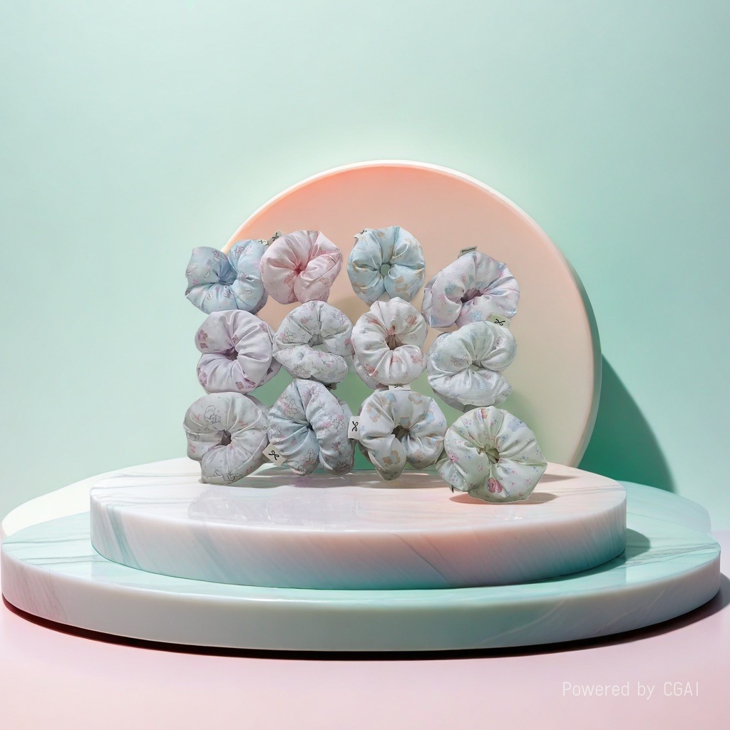 Spring and summer sweet and versatile fabric three-dimensional cotton-filled children's flower sausage circle, floral bow, girl bun hair circle