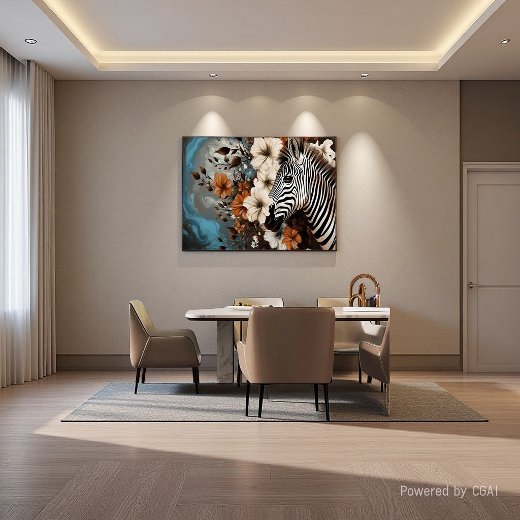Modern fabric decorative paintings featuring zebra and flower patterns, violin murals, wall paintings, and electricity meter box decorative paintings Application Scenario