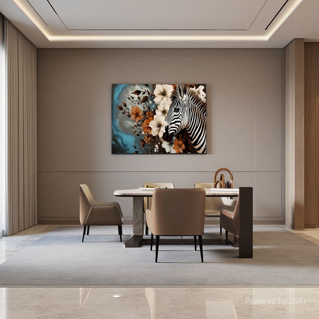 Modern fabric decorative paintings featuring zebra and flower patterns, violin murals, wall paintings, and electricity meter box decorative paintings details Picture