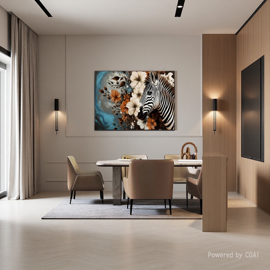 Modern fabric decorative paintings featuring zebra and flower patterns, violin murals, wall paintings, and electricity meter box decorative paintings Specification image