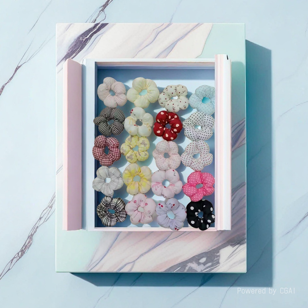 New high-end hair accessories for girls, featuring checkered floral patterns, cotton-filled intestinal rings, color-matched buttons, bows, large intestine hair bands and headbands