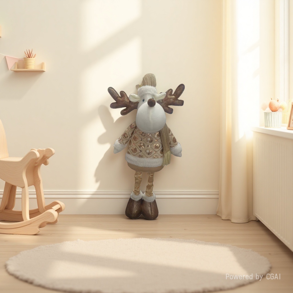 Christmas reindeer doll standing telescopic doll souvenir decorative toy details Picture