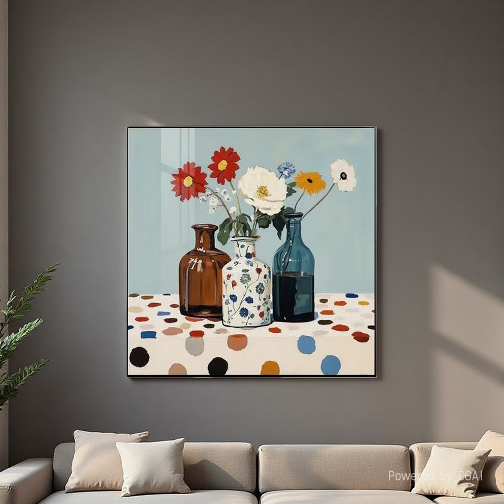 Hand-painted three-dimensional floral still life oil paintings, fabric decorative paintings, American-style paper-cut paintings details Picture