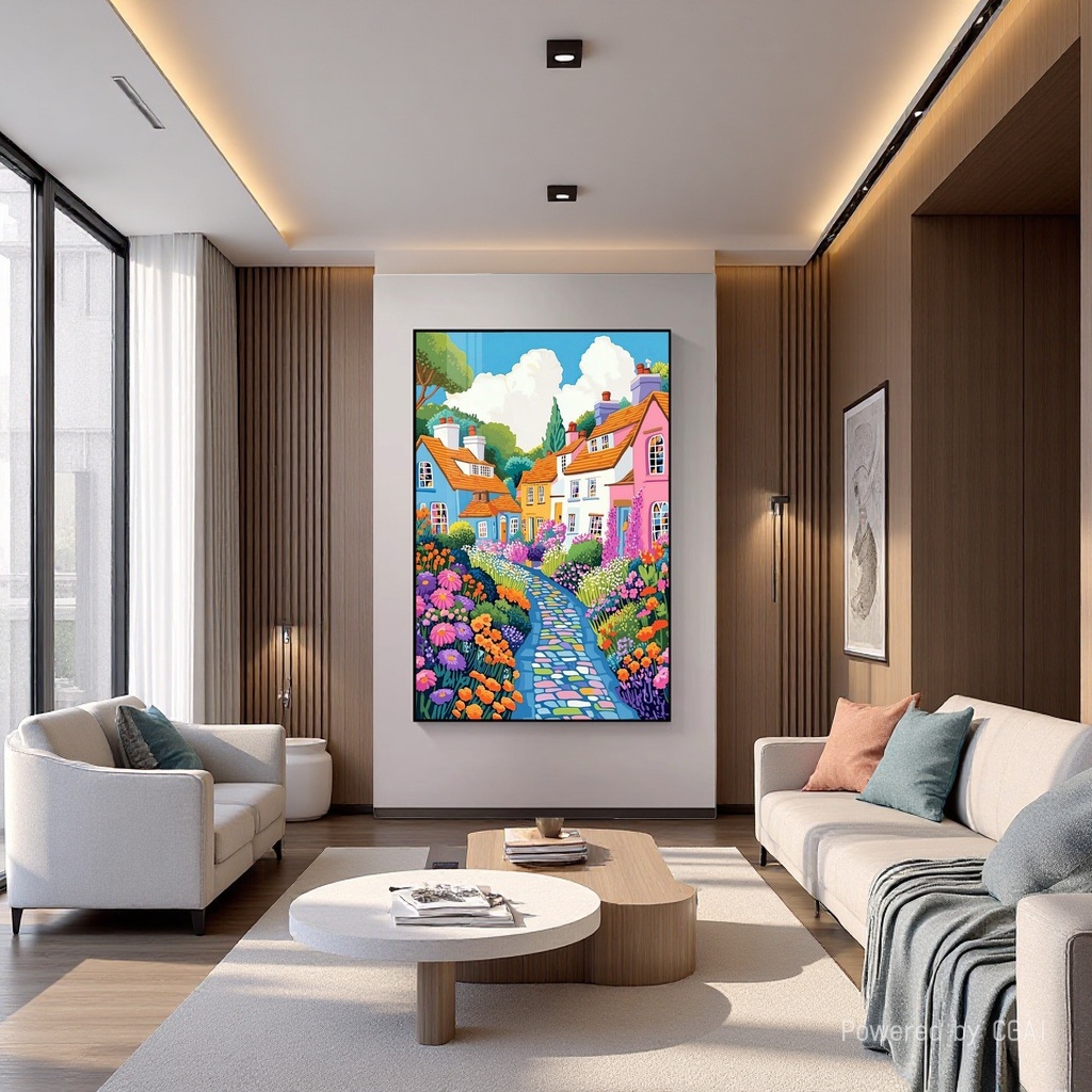 Modern colored house garden fabric decorative paintings, violin-themed murals, hanging paintings, electricity meter box decorations