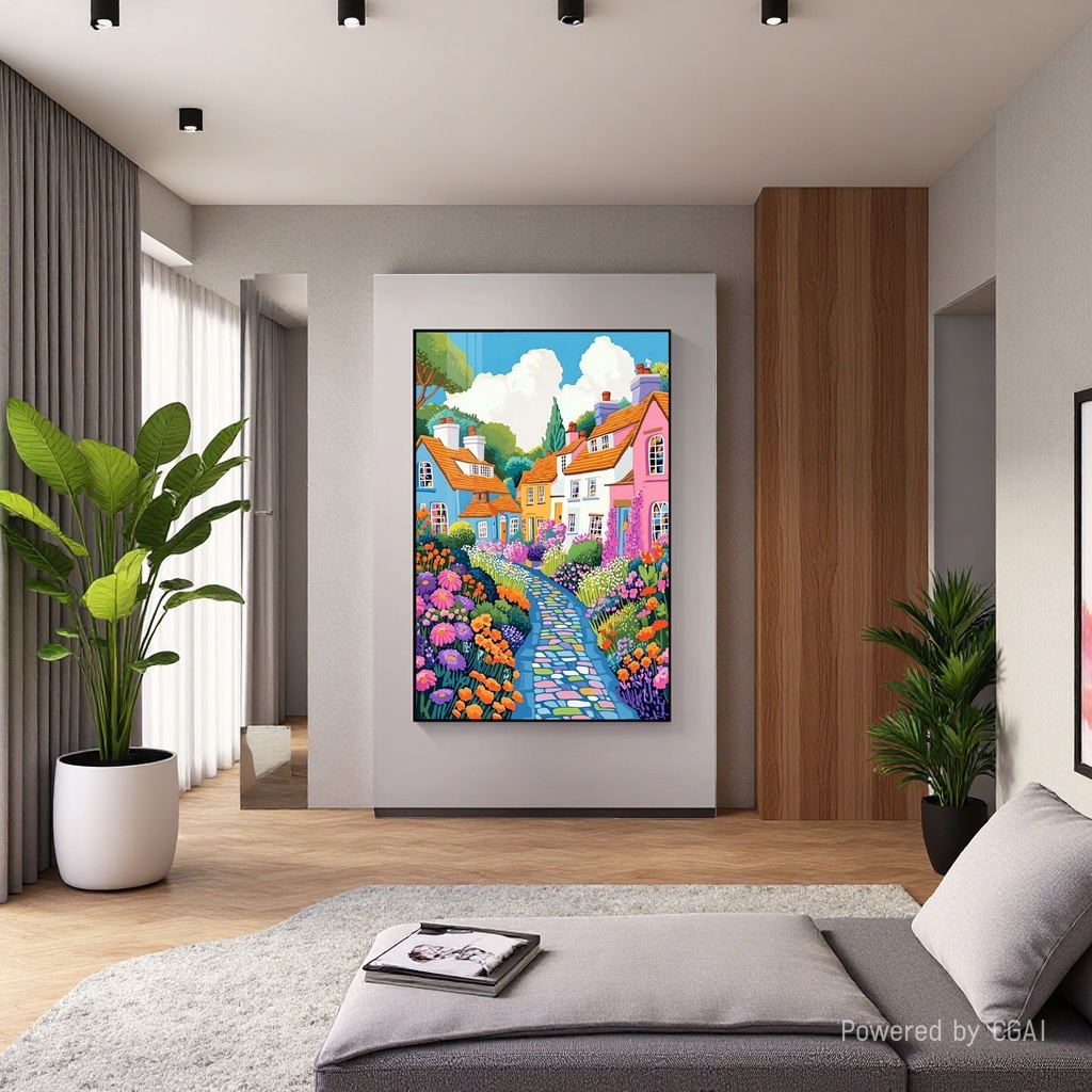 حدائق المنازل الحديثة الملونة ترسم لوحات جدارية عن مواضيع مثل الكمان، ومزونة بأغطية العدادات الكهربائية Application Scenario