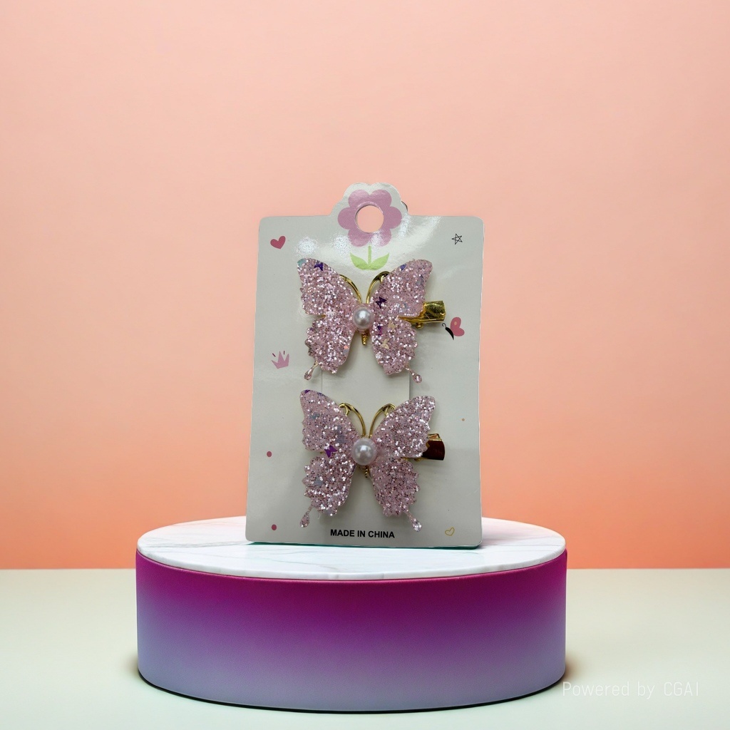 Pink butterfly acetate grappling clips, shark clips, sweet and girlish style, large hair clips details Picture