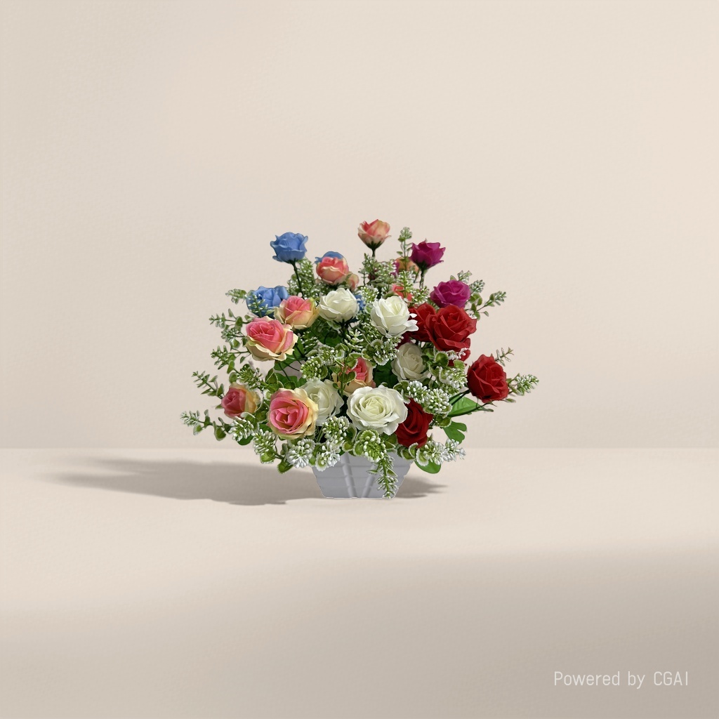 Simulated colorful rose bouquet with petal petals, a fresh flower replacement for Flowers roses. Simulated rose 104957486 Specification image