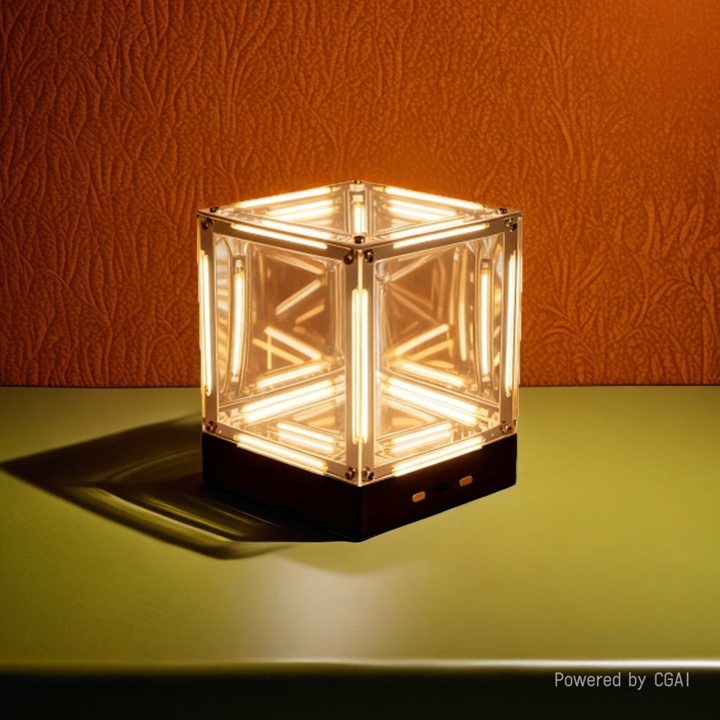 Four-dimensional space desktop ambient light small box space ambient light yellow and white light recharge and plug dual-purpose details Picture