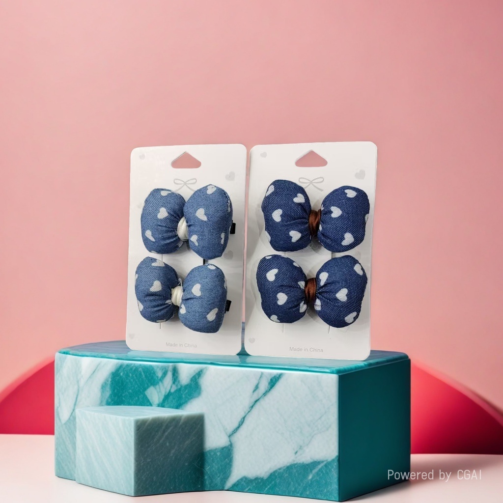 Blue heart-shaped bow acetate shark clip, grappling clip and hairpin Specification image