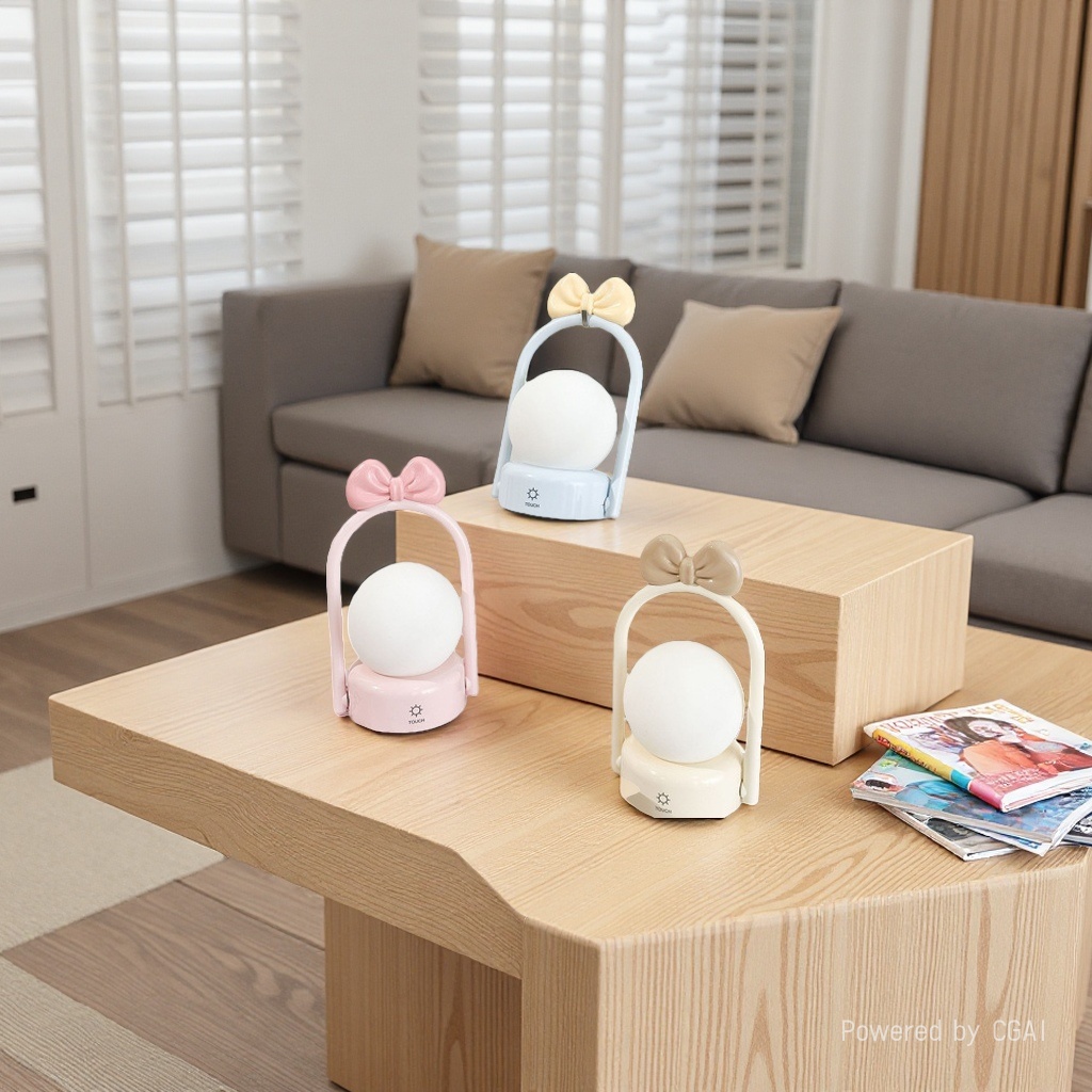The bow hand-held night light with three levels of retro lighting is cute and playful, creating a cozy atmosphere. It can be hung on a table or a silicone design