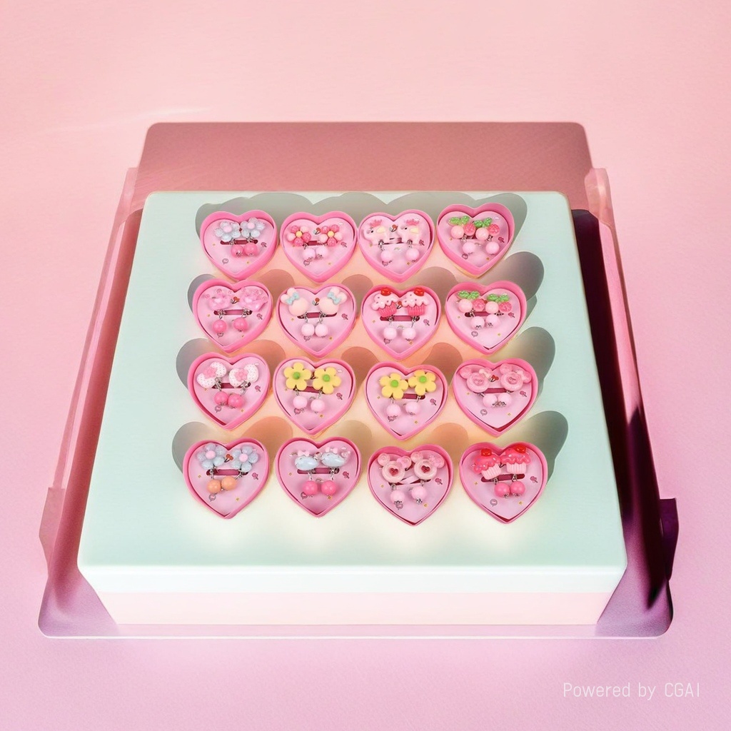 Cute heart-shaped packaging box hair clip set, shark clip, acetic acid grab clip hair clip Application Scenario