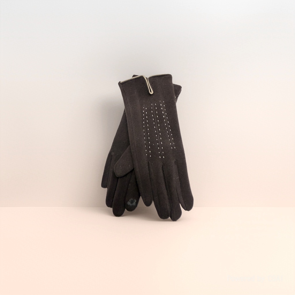 New touch screen warm PU leather gloves for winter cycling for both men and women, thickened and fleece gloves details Picture