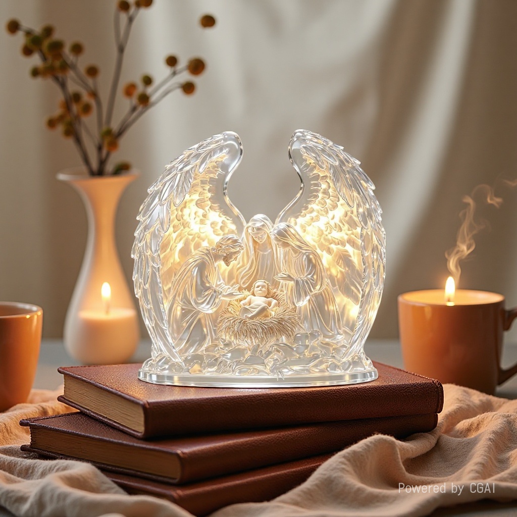 K9 Crystal Angel Guardian Holy Family Crystal Carved Decorative Item Crystal Ball Handicraft Specification image