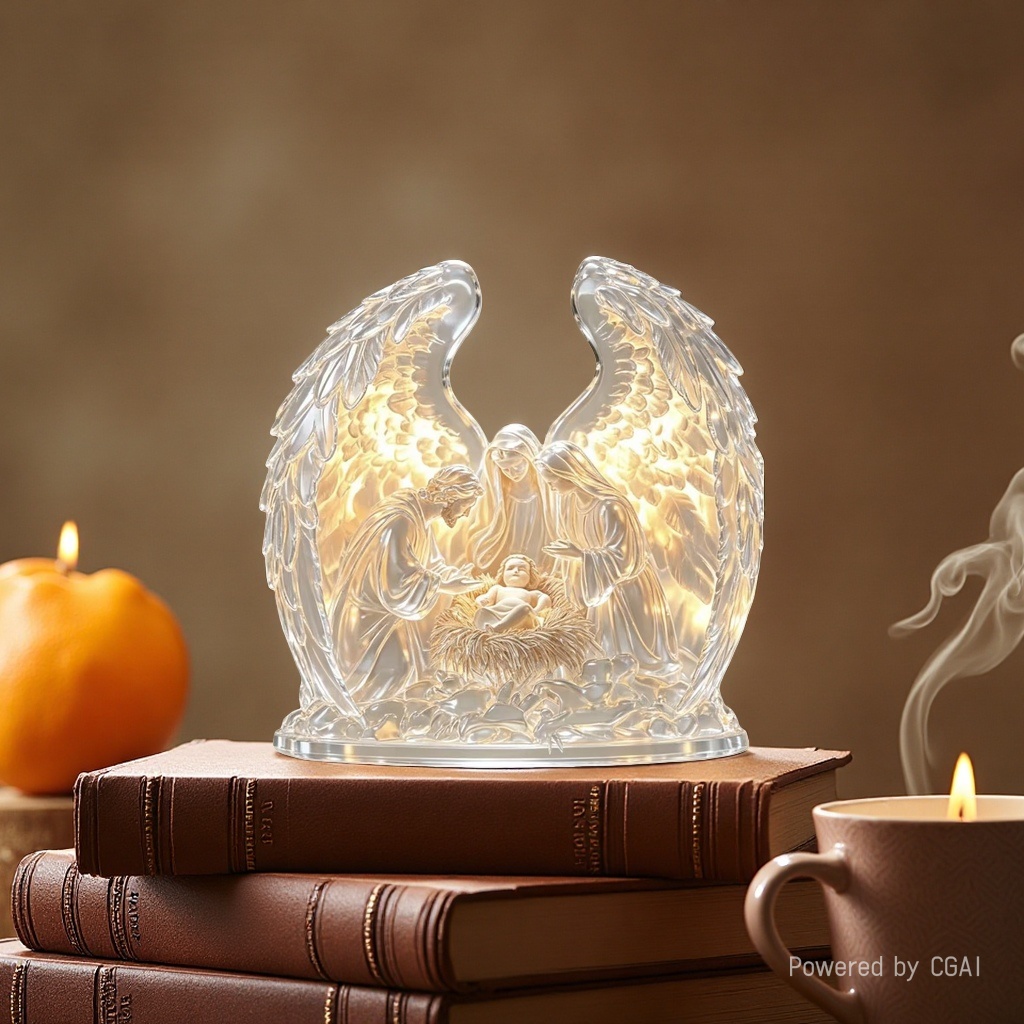 K9 Crystal Angel Guardian Holy Family Crystal Carved Decorative Item Crystal Ball Handicraft Application Scenario