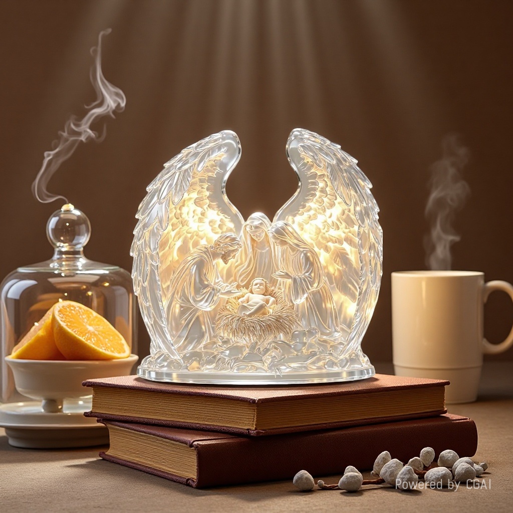 K9 Crystal Angel Guardian Holy Family Crystal Carved Decorative Item Crystal Ball Handicraft