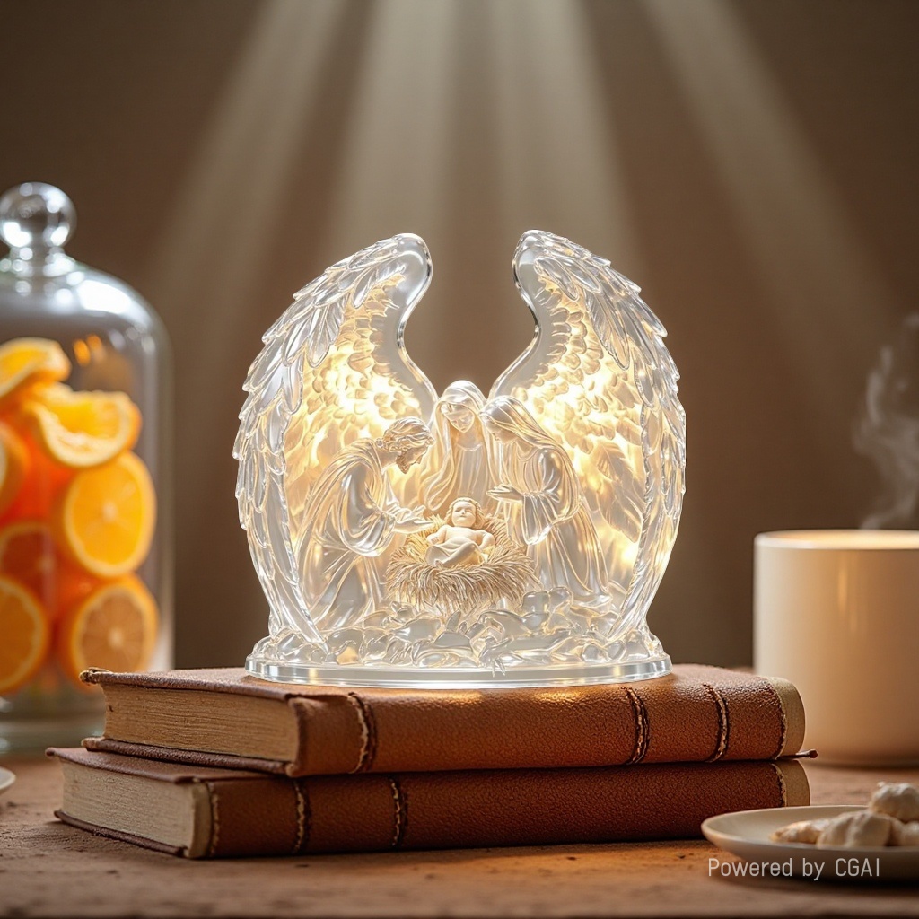 K9 Crystal Angel Guardian Holy Family Crystal Carved Decorative Item Crystal Ball Handicraft details Picture