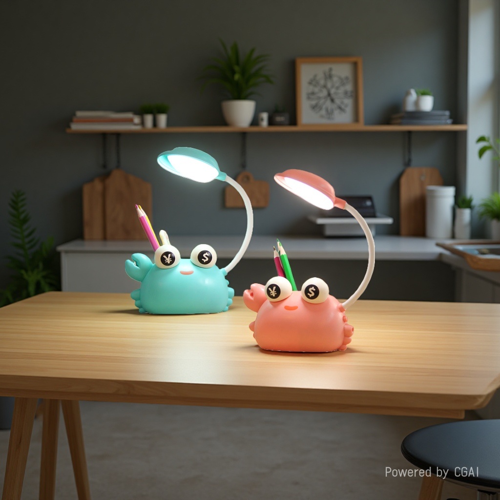 Cross-border creative, cute, rich crab pen holder, desk lamp, high appearance level, cartoon LED tube, foldable and storable dormitory Specification image
