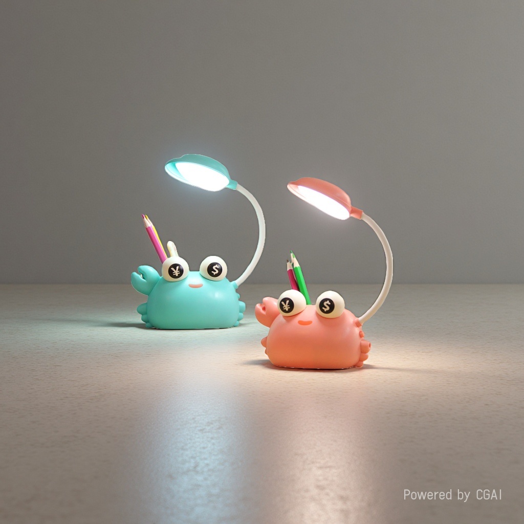 Cross-border creative, cute, rich crab pen holder, desk lamp, high appearance level, cartoon LED tube, foldable and storable dormitory details Picture