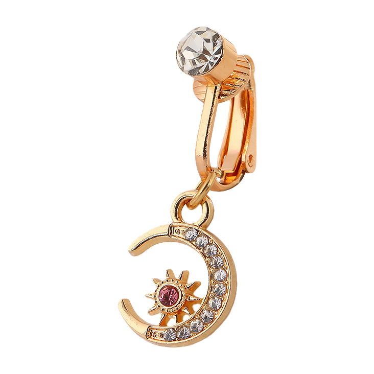 Cross-border heart-shaped navel stud, no need for drilling, diamond-encruted navel stud clip, unique and hot girl style, heart-shaped navel ring, navel buckle for women Item Picture