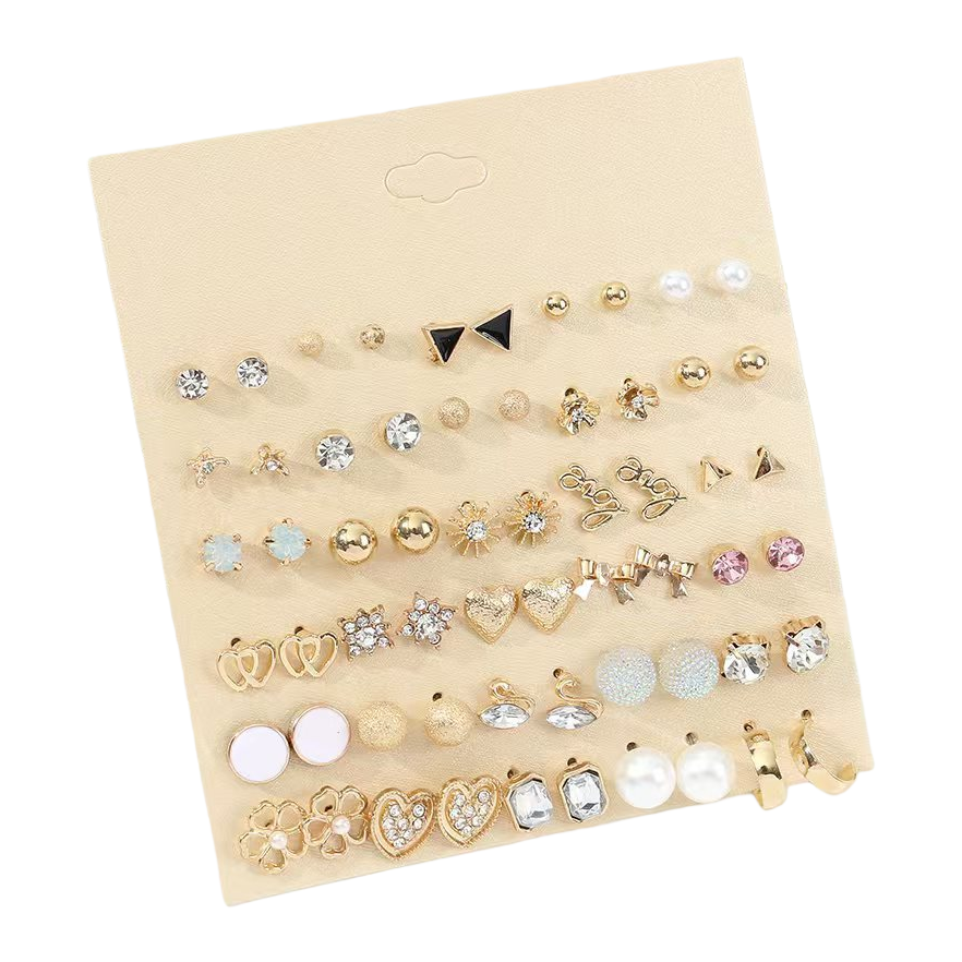 Cross-border bestsellers: Flower starfish earrings, butterfly earrings set, light luxury earrings, simple alloy stud earrings Item Picture