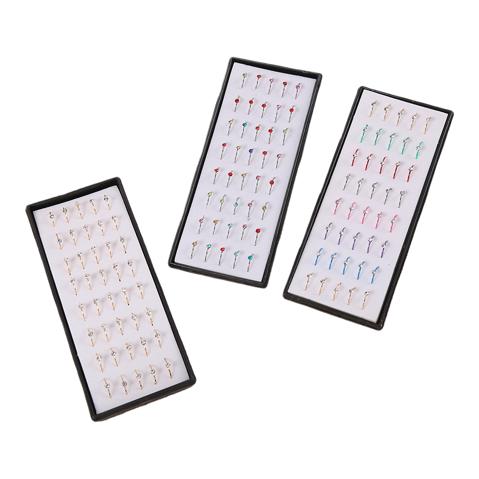 European and American stainless steel nose rings with diamond circles, 40 sets of gold and silver colored personalized nose nail piercing accessories, cross-border 085634619 Item Picture