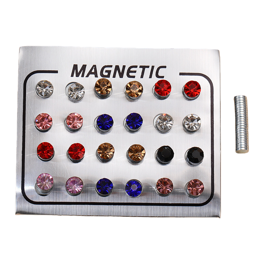 Korean style magnetic earrings, simple and fashionable earrings, mini magnetic iron, stone ear studs, water diamond magnetic earrings for women Item Picture
