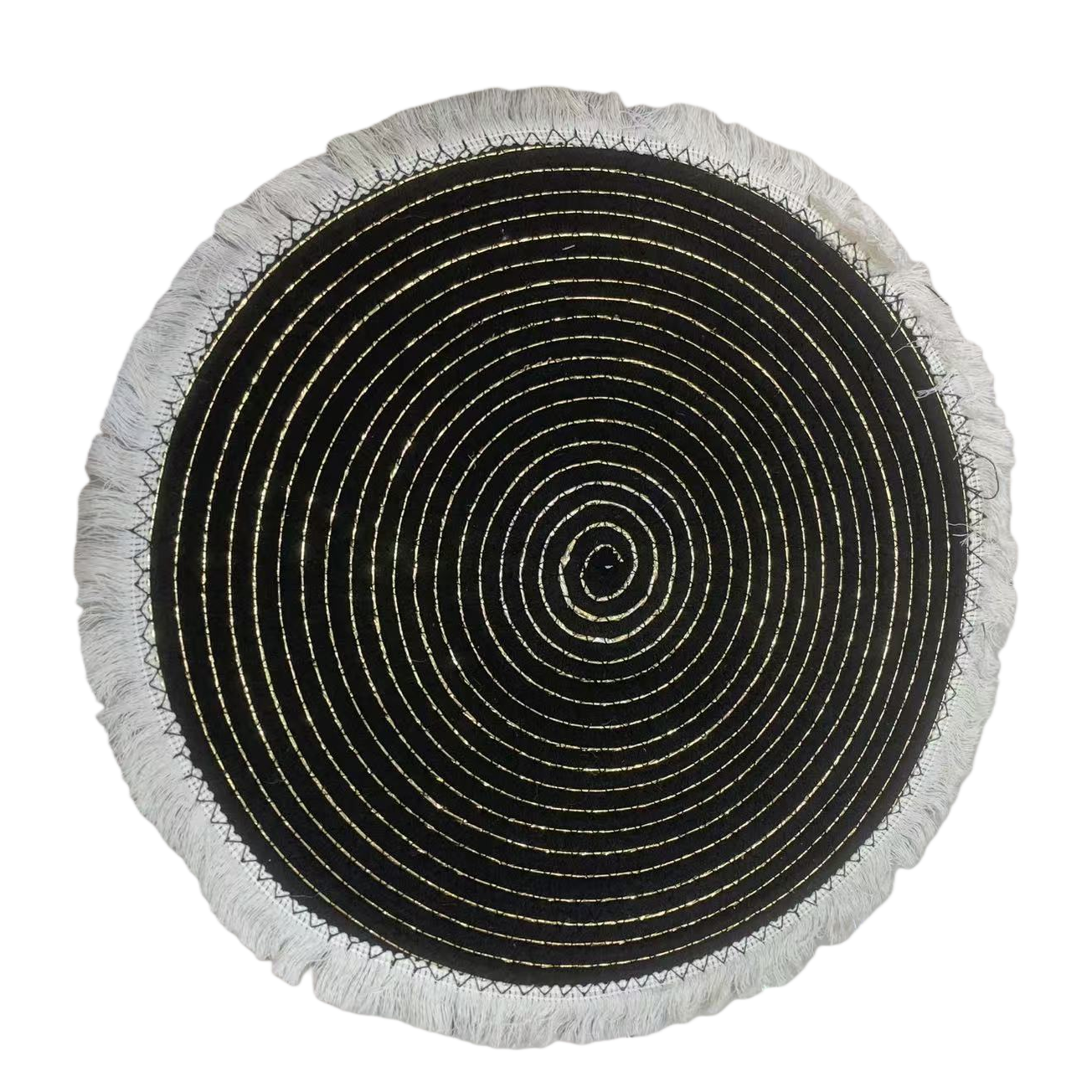 Round black plush patchwork floor mat, home pilgrimage blanket, sisal children's cute floor mat Item Picture