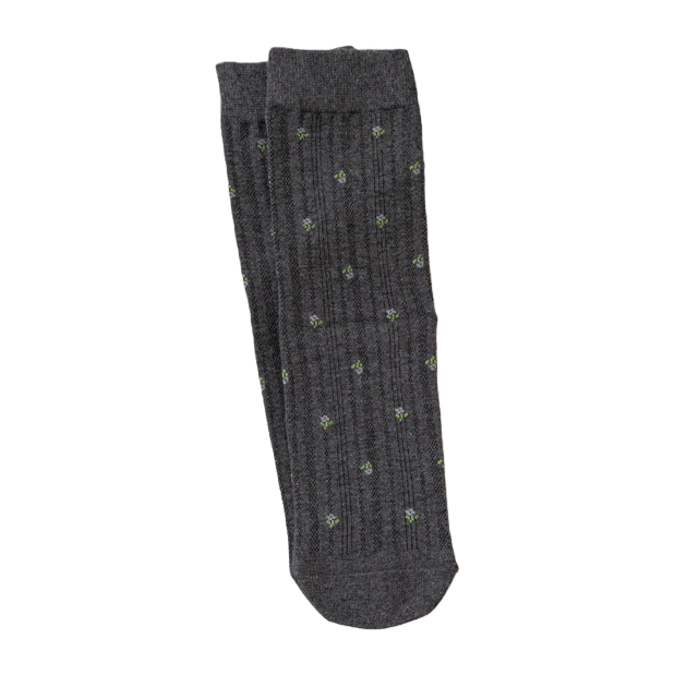 الجوارب الجليدية رمادية داكنة مع زهور خضراء Item Picture