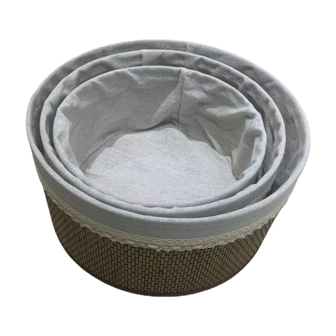 Woven texture circular storage basket, storage basket, woven storage box, organizing and storage Item Picture