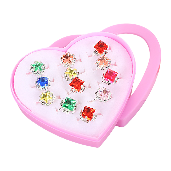 Children's cute resin gemstone ring, cartoon candy color little girl princess jewelry, kindergarten gift toys 091440053 Item Picture