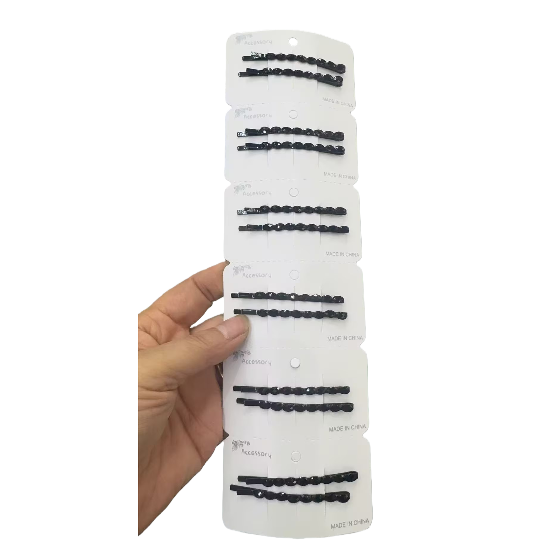 مجموعة مشبك محفر أسود بسيط باللون الأسود بجانب محفظة شعر ليو هاي Item Picture