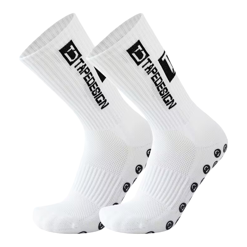 Sporty and casual cotton socks for men and women, long and trendy white with black logo Item Picture