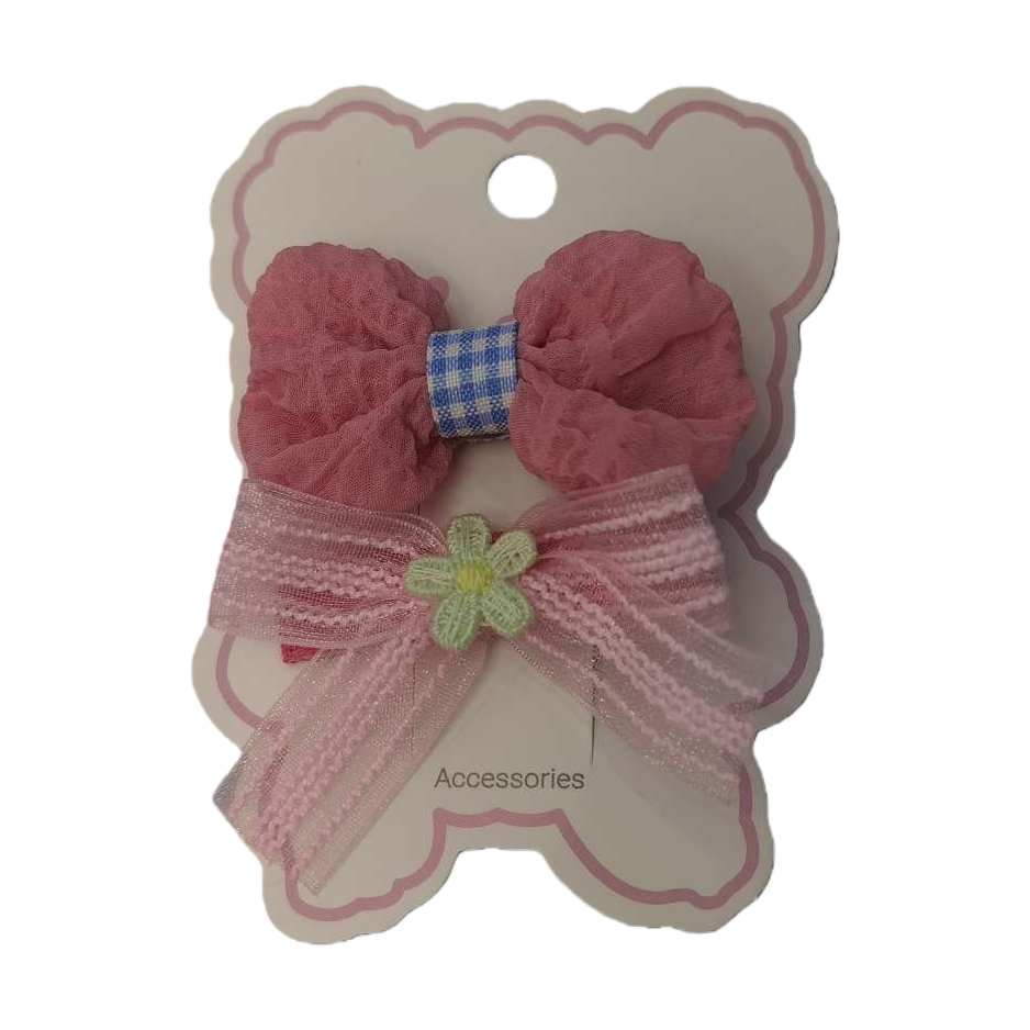 Pink bow hair accessories with a sweet and cute girlish style and other hair accessories Item Picture