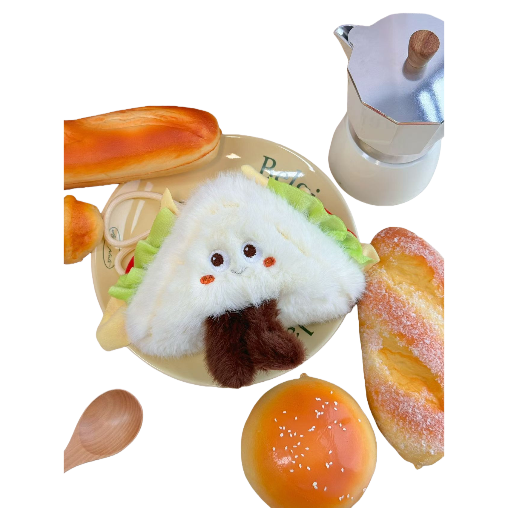 Cute internet-famous hamburger, French fries, pendant, plush toy doll, hot dog, birthday cake, bag, hanging decoration, keychain Item Picture