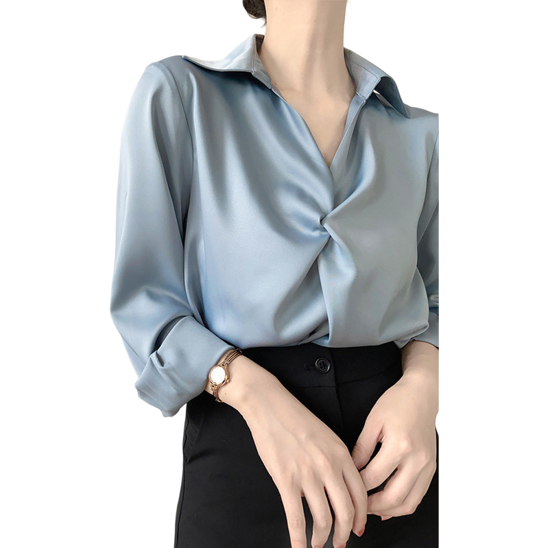 女装女式宽松时尚休闲/衬衣女长袖职业/老年夏天衣服/衬衫领内衬/苎麻套装白底实物图