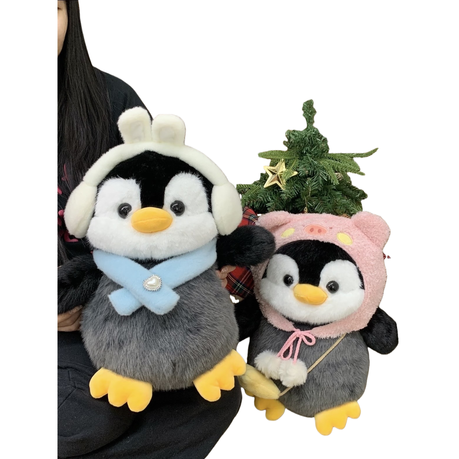 Cartoon hooded little penguin plush toy scarf earmuffs penguin doll Winter edition Penguin doll claw machine doll Item Picture