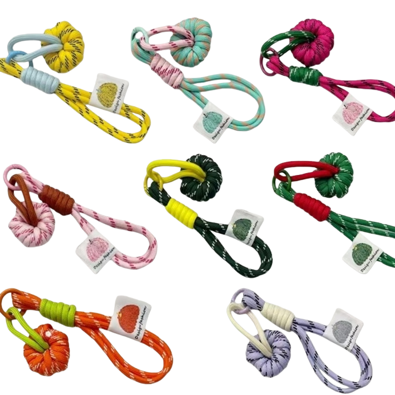 Colorful braided rope knot ID card lanyard with name tag sleeve and easy-pull buckle tag rope Item Picture